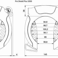 Abus Pro Shield Plus 5950 NR + 6KS + ST5950 Kit Antivol Pour Cadre -Promos VTT Boutique Abus technical drawing Pro Shield Plus 5950 3